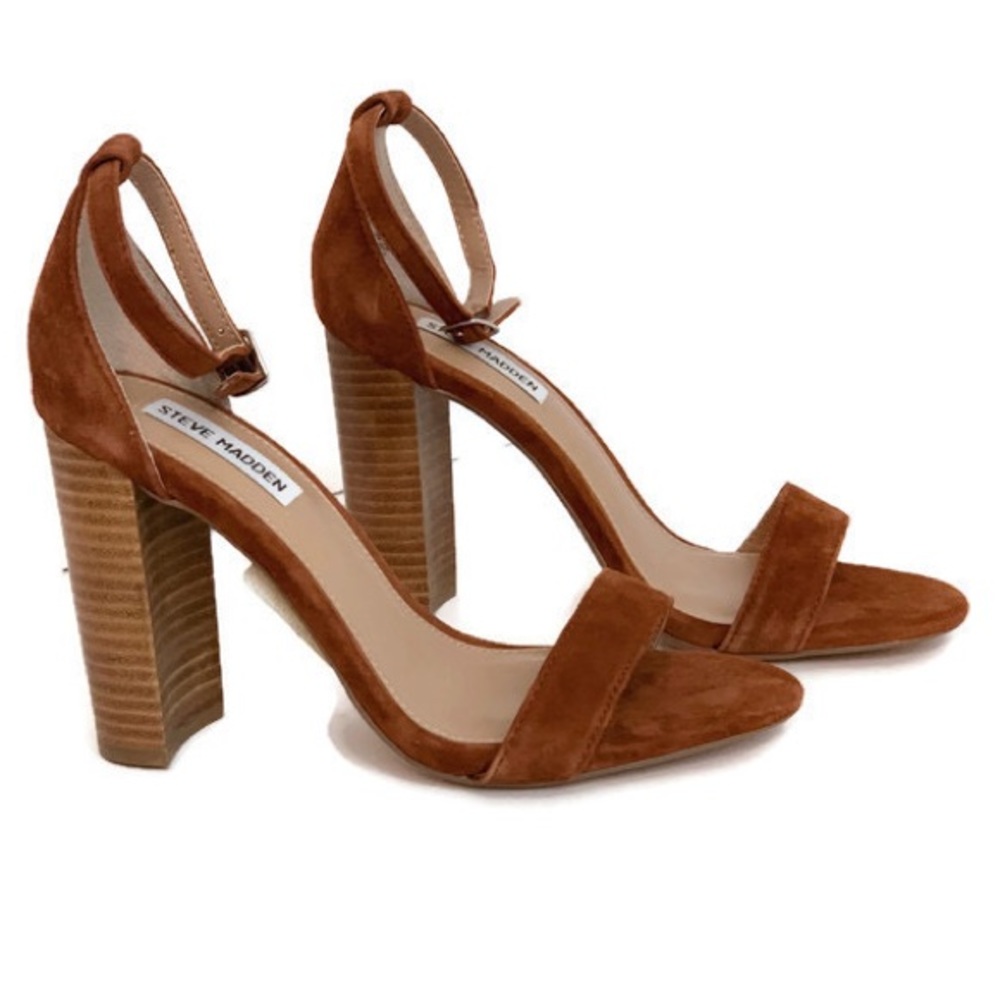 Steve Madden Cognac Sued Block Heel 👡🔥
